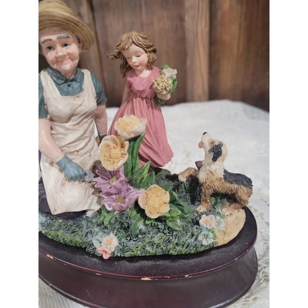 Victorian Women and Child In Flower Garden Music Box